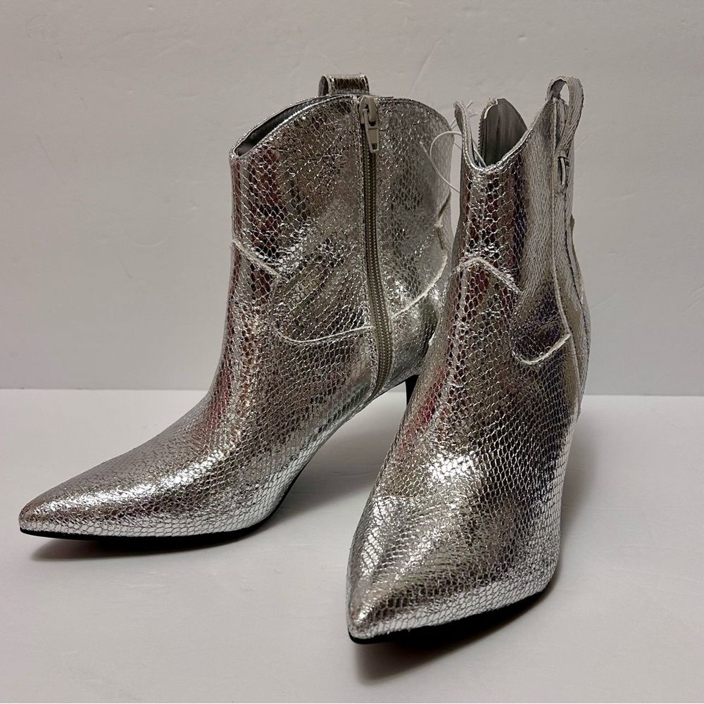 Guess Women’s Silver Heeled Booties